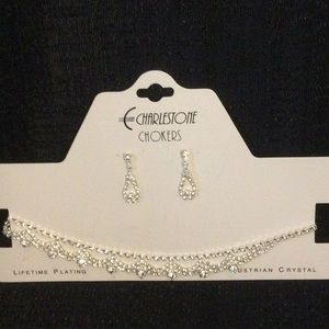 Crystal choker w/earrings